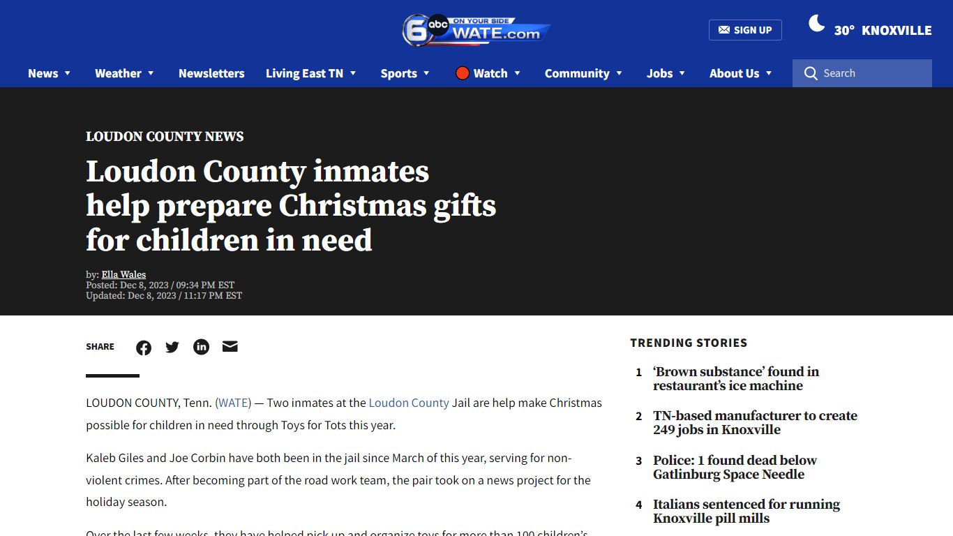 Loudon County inmates help prepare Christmas gifts for children in need ...